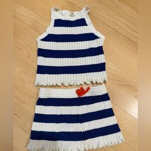 H&M Navy and White Knit Top